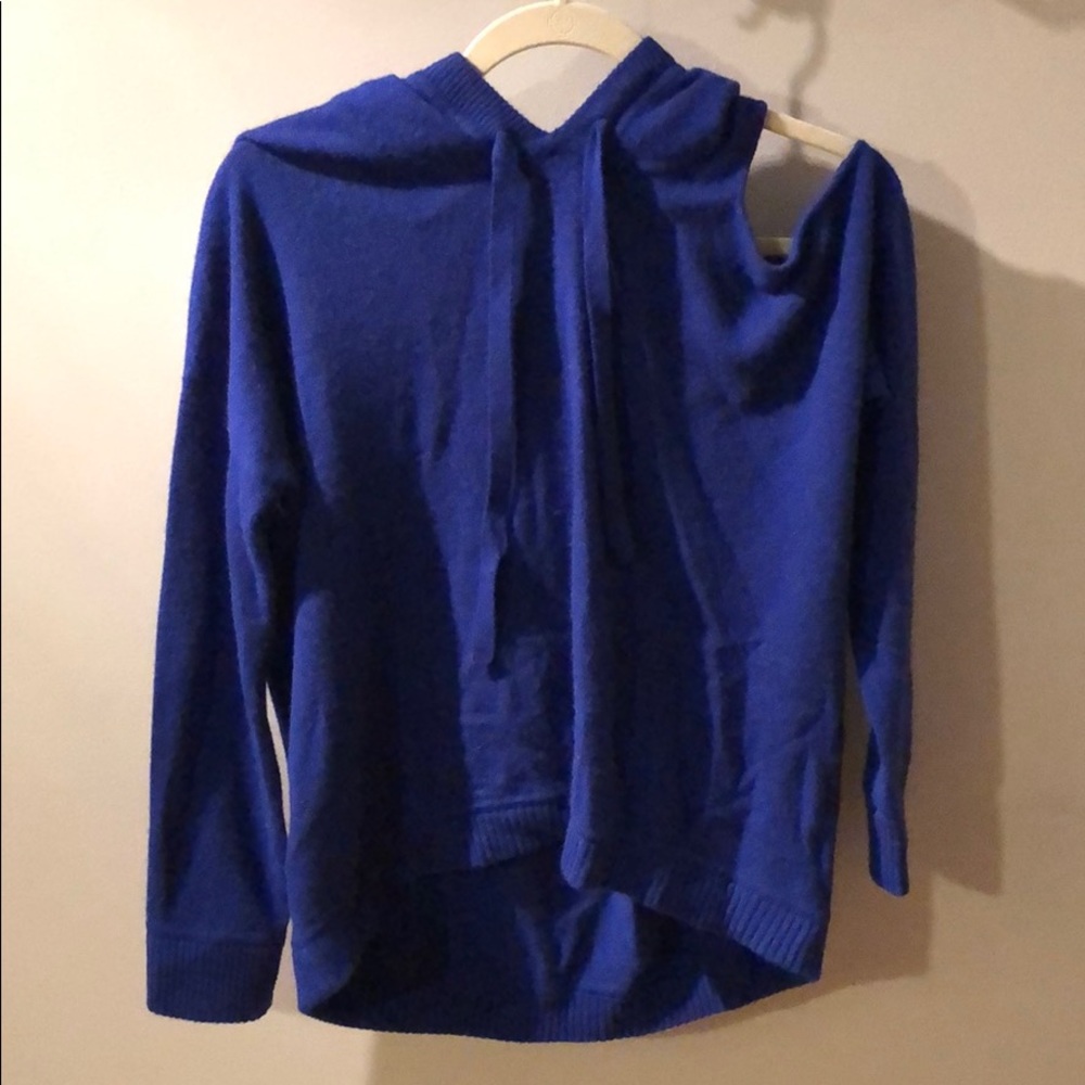 A blue cashmere hoodie